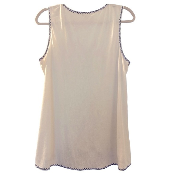 MAX STUDIO top, sleeveless, size Large, full cut, embroidered trim. Rayon blend. - Picture 2 of 6